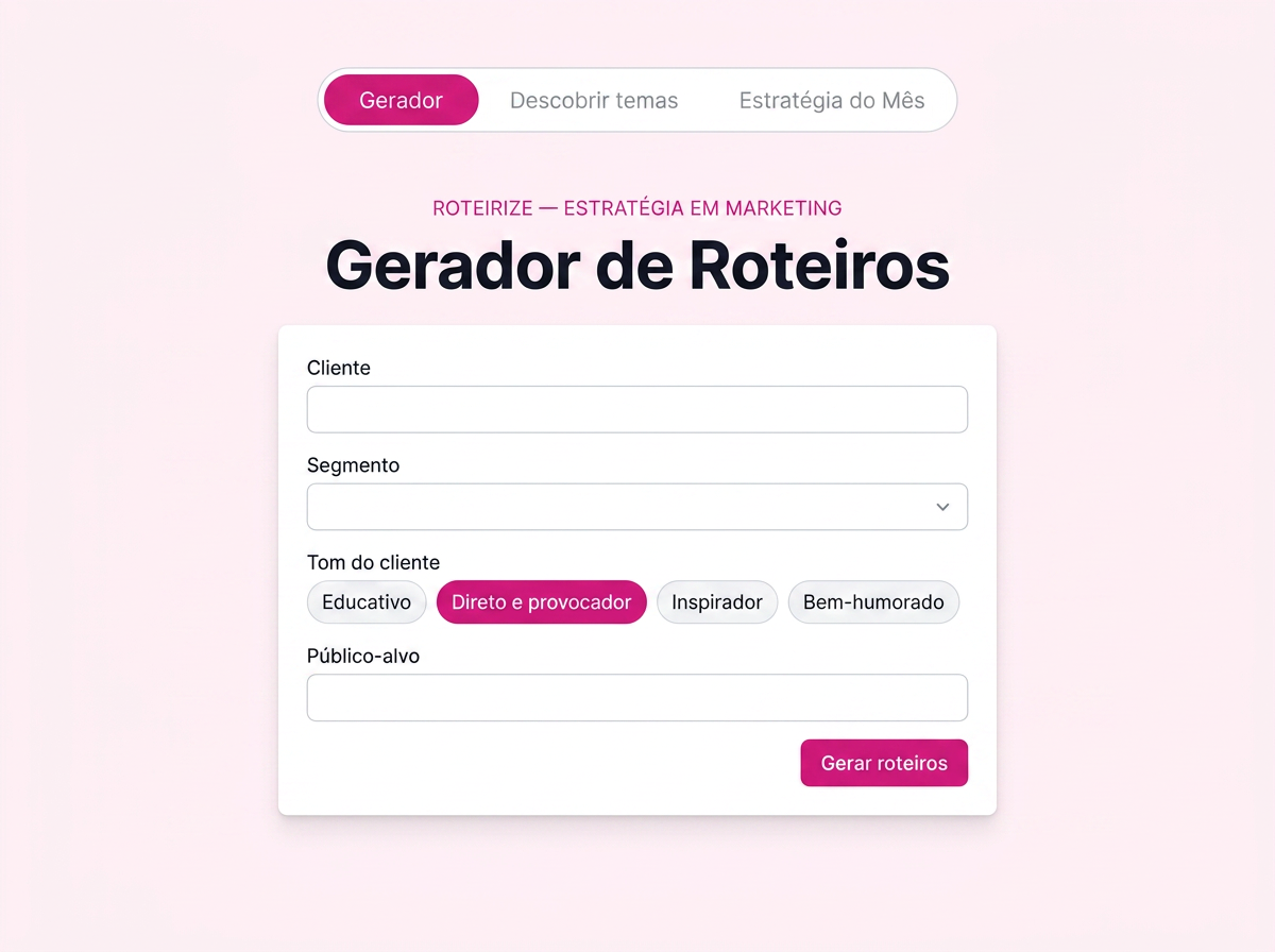 Mockup do aplicativo Roteirize mostrando o editor de roteiros